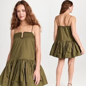 NEW Aje Willow Sleeveless Sweetheart Mini Dress Women's Deep Olive Size: 10